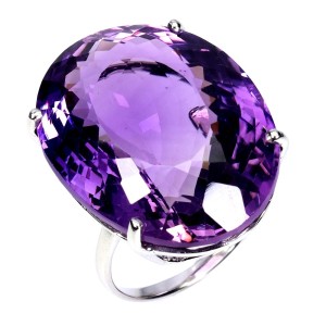 Zjawiskowy elegancki pierścionek naturalny ogromny 43 ct ametyst r 16 925