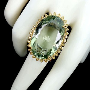 925 Pierścionek srebrny naturalny 38.4ct prasiolit jak zielony ametyst r 16