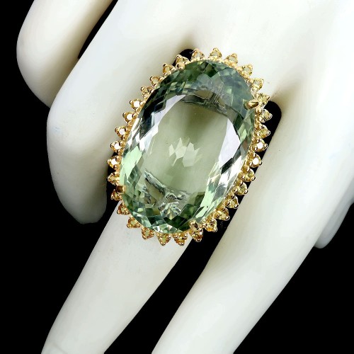 925 Pierścionek srebrny naturalny 38.4ct prasiolit jak zielony ametyst r 16
