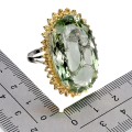 925 Pierścionek srebrny naturalny 38.4ct prasiolit jak zielony ametyst r 16