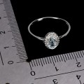 Pierścionek delikatny elegancki naturalny akwamaryn cyrkonie r 14 925