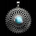 Srebrny piękny wisiorek elegancki naturalny larimar 925