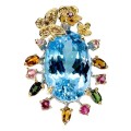 Srebrny zjawiskowy wisiorek naturalny 38.6 ct topaz swiss turmaliny szafiry