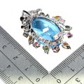 Srebrny zjawiskowy wisiorek naturalny 38.6 ct topaz swiss turmaliny szafiry