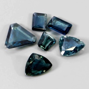 Szafiry niebiesko zielone Australia kamienie naturalne 1.57 ct 6 sztuk