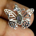 Wisiorek delikatny srebrny naturalny labradoryt motyl 925