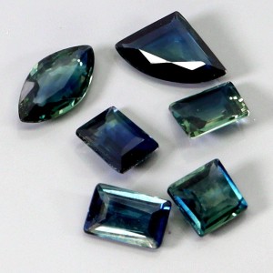 Szafiry niebiesko zielone Australia kamienie naturalne 1.67 ct 6 sztuk