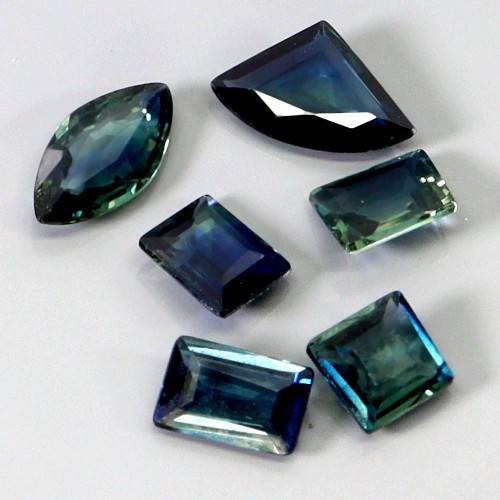 Szafiry niebiesko zielone Australia kamienie naturalne 1.67 ct 6 sztuk