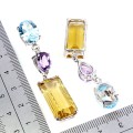 925 Zjawiskowe kolczyki okazałe swiss topazy cytryny ametysty 44.8 ct 3