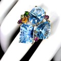 925 Zjawiskowy pierścionek srebrny naturalne topazy swiss blue 36 ct r 18.5