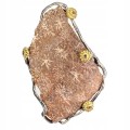 Broszka srebrna granaty fossil koral skamielina