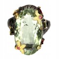 Pierścionek granaty naturalny zielony ametyst 18