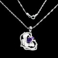 Natural 925 silver amethyst necklace flower