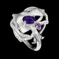 Silver ring natural amethysts size 15 flower