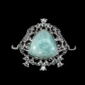 Pierścionek naturalny larimar cyrkonie 925 r 18.5