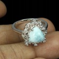 Pierścionek naturalny larimar cyrkonie 925 r 18.5