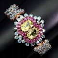925 bransoletka cytryny rubiny cyrkony certyfikat