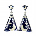 Beautiful enamel 925 silver moon earrings