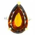 Pierścionek 925 kwarc AAA koniakowy 15.7ct r.14