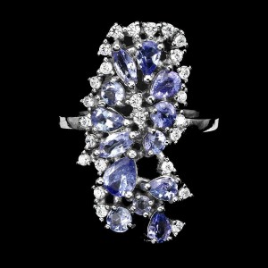 Natural tanzanite silver ring 925 size 11