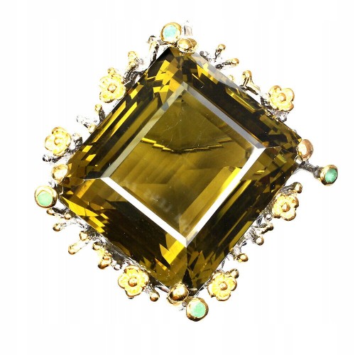 Wisiorek broszka kwarc 89.19ct 925 certyfikat