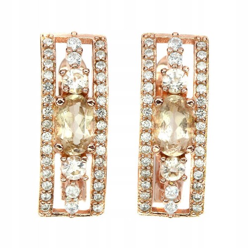 Srebrne kolczyki naturalne morganity cyrkonie 3