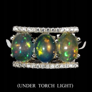 Srebrny pierścionek opale cyrkonie 16 naturalne