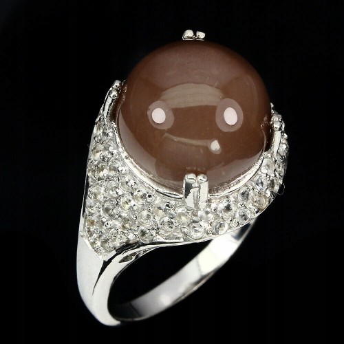 Pierścionek kamień księżycowy topazy r15.5