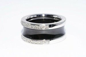 Pierścionek diamenty 0.16cts 925 r.16 ceramika