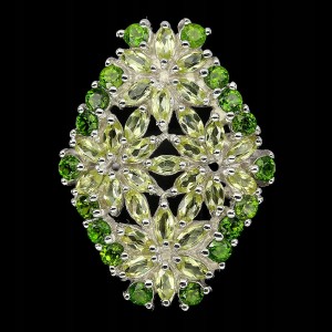 Pierścionek naturalny 925 srebrny oliwiny 17