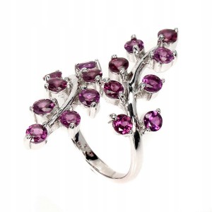 Srebrny pierścionek naturalne granaty rodolity 19