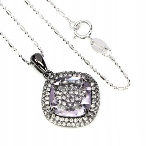 Srebrny 925 naszyjnik naturalne ametysty cyrkonie