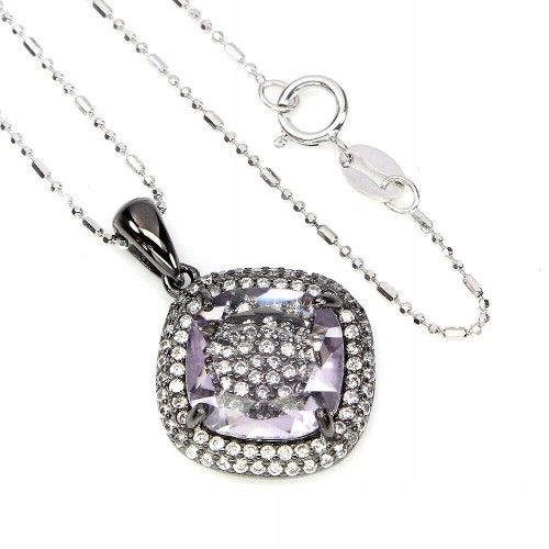 Srebrny 925 naszyjnik naturalne ametysty cyrkonie