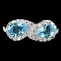 Pierścionek srebrny naturalny topaz cyrkonie r17