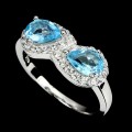 Pierścionek srebrny naturalny topaz cyrkonie r17