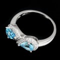 Pierścionek srebrny naturalny topaz cyrkonie r17