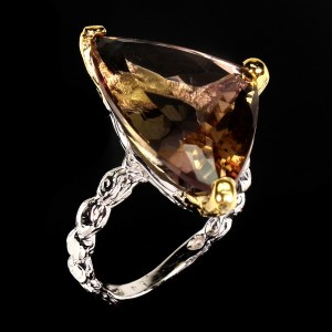 Srebrny pierścionek 21 ametryn naturalny 925