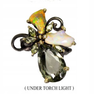 Srebrny pierścionek opal ognisty ametyst 925 r 18