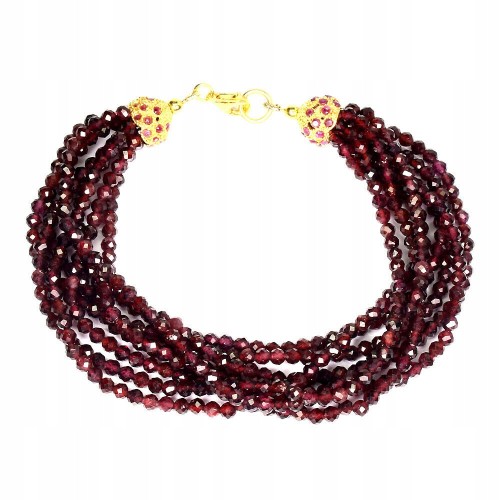 Bransoletka srebrna 925 granaty naturalne rubiny