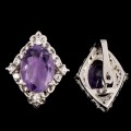 Kolczyki srebro 925 cyrkonie ametysty naturalne 8