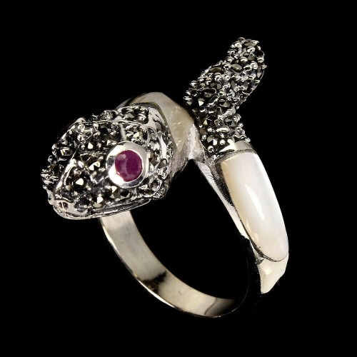 Pierścionek naturalne rubiny srebro 925 r 14