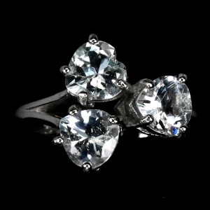 Pierścionek srebrny akwamaryny 925 r14 naturalne