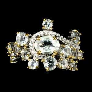 Pierścionek srebrny akwamaryny 925 r 19 naturalne