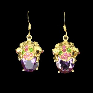 Kolczyki srebro 925 rubiny ametysty naturalne