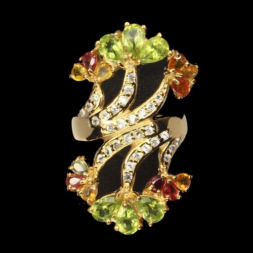 Pierścionek szafiry oliwin srebro 925 natural r 16