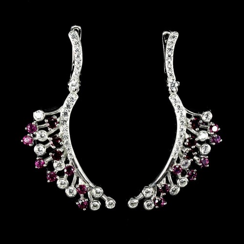 Kolczyki srebro 925 cyrkonie granaty naturalne