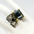 Pierścionek naturalny 925 fluoryt spinele 15.5