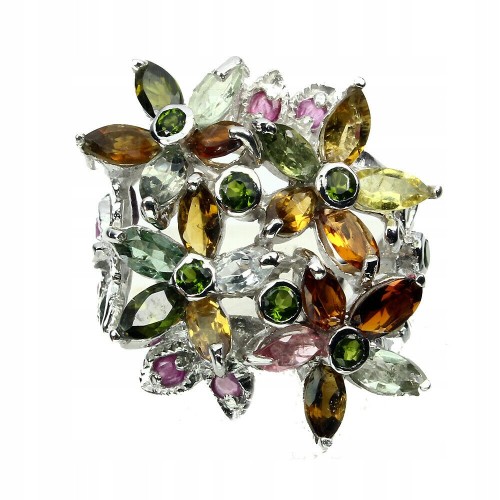 Pierścionek naturalny 925 turmaliny rubiny 17