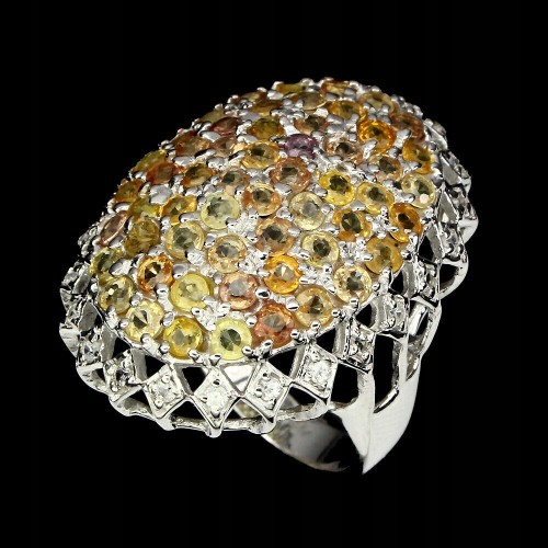 Pierścionek nat. 925 srebrny szafiry topazy 16