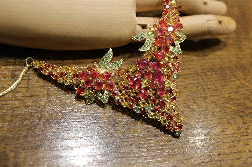 Srebrny naszyjnik szafiry rubiny certyfikat